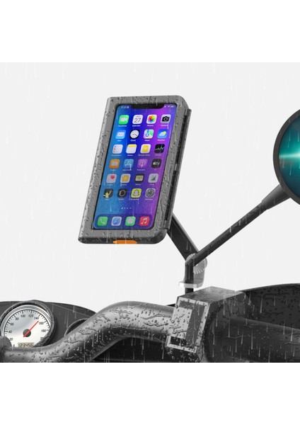 Motosiklet ve Scooter Için Profesyonel Dikiz Ayna Uyumlu Telefon Tutucu Orjinal Malzeme Yüksek Kalite Güneşlik Tasarımlı Universal Modellere Uyumlu Kolay Kurulum PB08