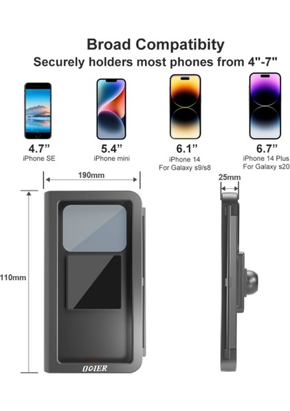 Motosiklet ve Scooter Için Profesyonel Dikiz Ayna Uyumlu Telefon Tutucu Orjinal Malzeme Yüksek Kalite Güneşlik Tasarımlı Universal Modellere Uyumlu Kolay Kurulum PB08