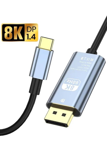 3131 Type-C To Displayport 8k 60Hz, 4k 120 Hz, Display Port DP Çevirici Dönüştürücü Adaptör