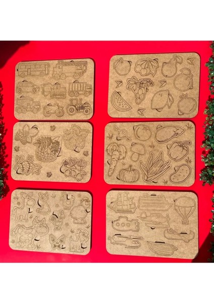 Montessori Boyanabilir Puzzle| 6 Lı Set|30*21 CM|EO6004