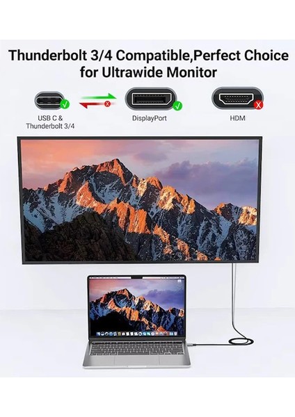 3131 Type-C To Displayport 8k 60Hz, 4k 120 Hz, Display Port DP Çevirici Dönüştürücü Adaptör