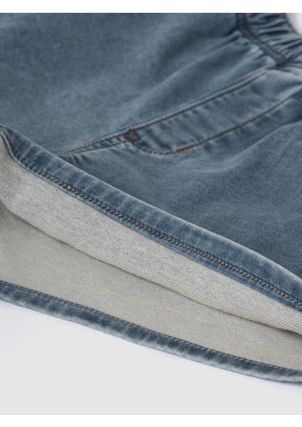 Kız Çocuk Açık Mavi High Rise Pull-On Eşofman Altı Jean Şort fiyatları