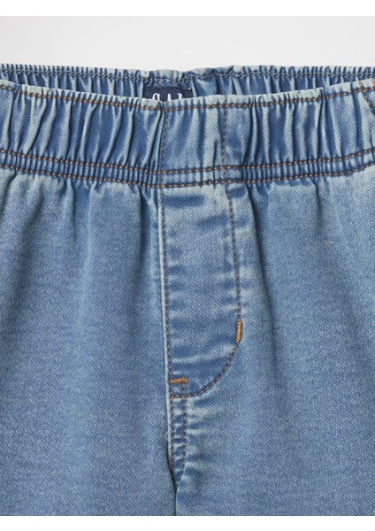 Kız Çocuk Açık Mavi High Rise Pull-On Eşofman Altı Jean Şort modelleri