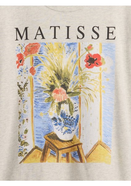 Kadın Gri Artist Grafik T-Shirt