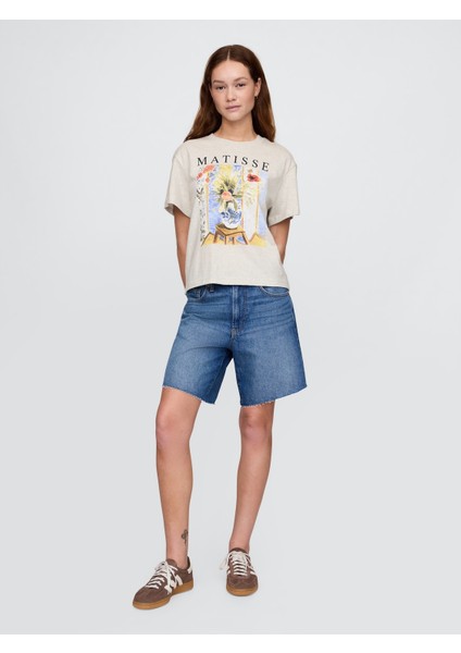 Kadın Gri Artist Grafik T-Shirt