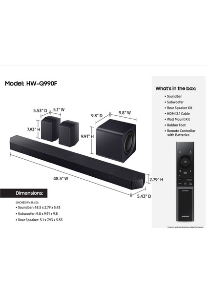 HW-Q990F 11.1.4 Ch Subwoofer & Arka Hoparlör Q-Serisi Soundbar (2025)