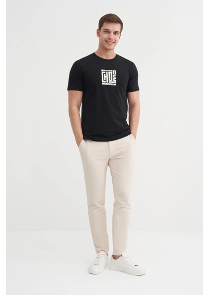 Bisiklet Yaka Siyah Erkek T-Shirt 4165