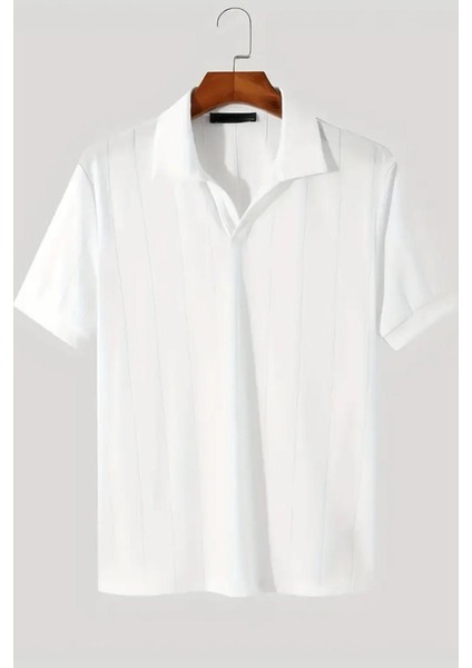 Quentin Çizgili Likralı Slim Fit Polo Yaka Örme Erkek Triko Tshirt modelleri