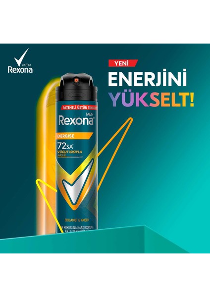 Men Erkek Sprey Deodorant Energise Bergamot & Amber 150 ml X3