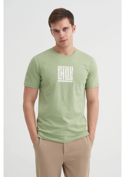 Bisiklet Yaka Yeşil Erkek T-Shirt 4165