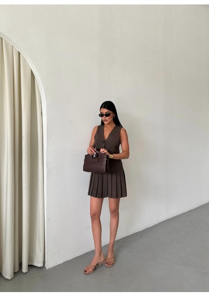 Mini Elbise Model Pileli Etek Şık Elbise