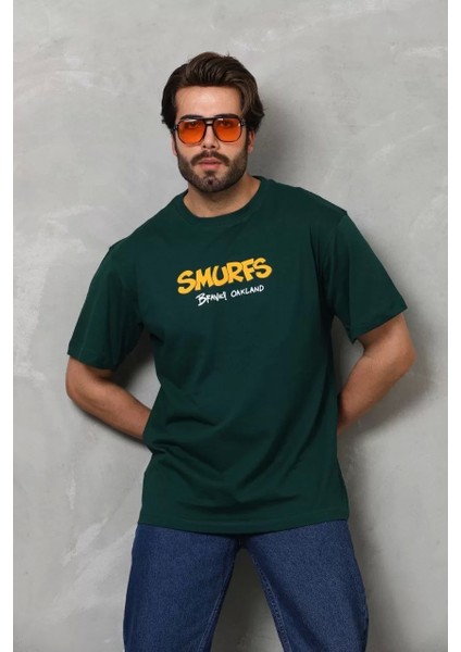 Basic Bisiklet Yaka Oversize T-Shirt - Yeşil