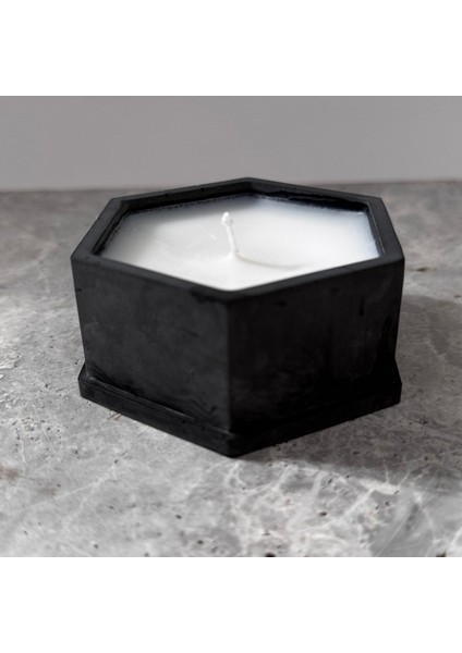 Altıgen Beton Mumluk - El Yapımı Modern Dekoratif Luxdecire Soya Mumu (8,8 x 3,5 Cm)