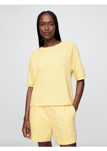 Kadın Sarı Gap Logo Fransız Havlu Kumaşı T-Shirt