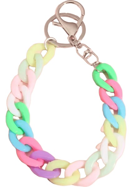 Akrilik Plastik Bağlantı Zinciri Anahtarlık Macaron Renk El Yapımı Anahtarlık Kızlar Için Hediyeler Çanta Charms Renk: E1897 / Mücevher Rengi: Rastgele (Yurt Dışından)