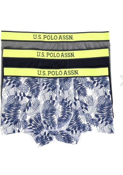 Erkek, Lisanslı, Uspa, Neon Yeşil, 3'lü Boxer