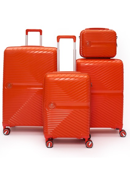 4’lü Valiz Seti Elatae Exclusive Pro Polipropilen Kırılmaz Büyük - Orta - Kabin Boy ve Makyaj 5239