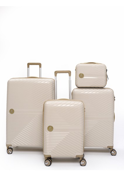 4’lü Valiz Seti Elatae Exclusive Pro Polipropilen Kırılmaz Büyük - Orta - Kabin Boy ve Makyaj 5239