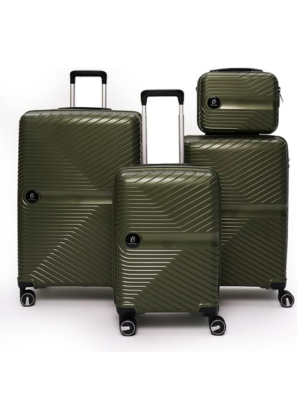 4’lü Valiz Seti Elatae Exclusive Pro Polipropilen Kırılmaz Büyük - Orta - Kabin Boy ve Makyaj 5239