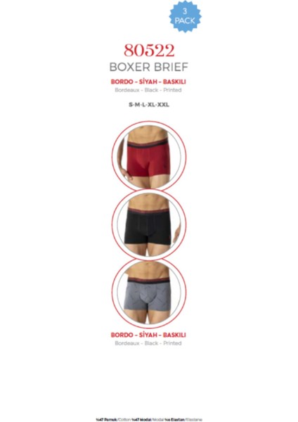 Erkek, Lisanslı, Uspa, Lacivert-Baskılı-Saks 3'lü Boxer