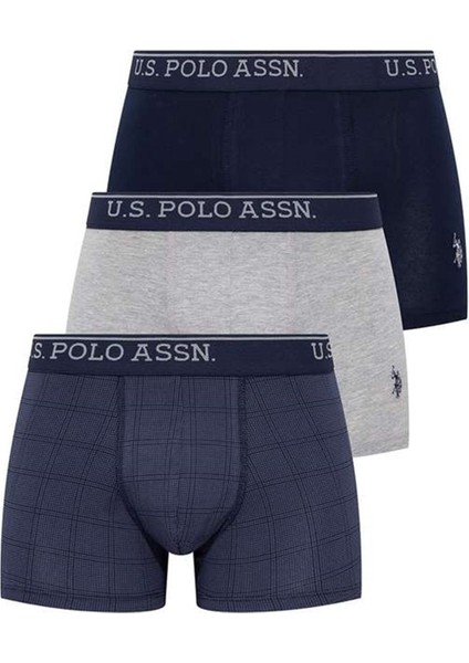 Erkek Lacivert - Gri Melanj - Indigo 3 Lü Boxer