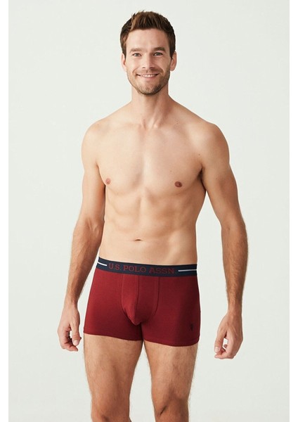 Erkek, Lisanslı, Uspa, Lacivert-Bordo-Baskılı, 3'lü Boxer