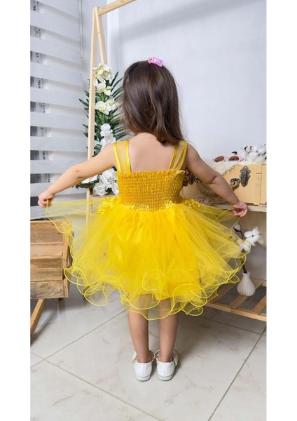 Incili Kız Çocuk Daisy Elbise MNK0585 Sarı fiyatları