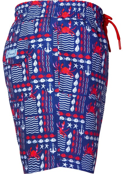 Yengeç Üç Cepli Içi Fileli Bel Lastik ve Bağlama Ipli Erkek Deniz Şortu modelleri