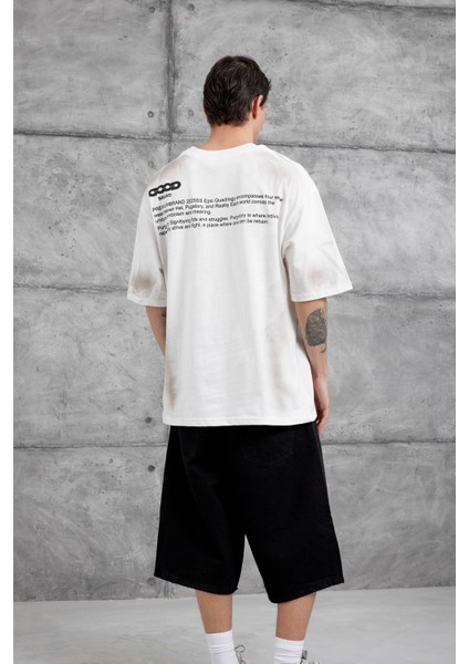 Beyaz Good Yazılı Oversize Tshirt