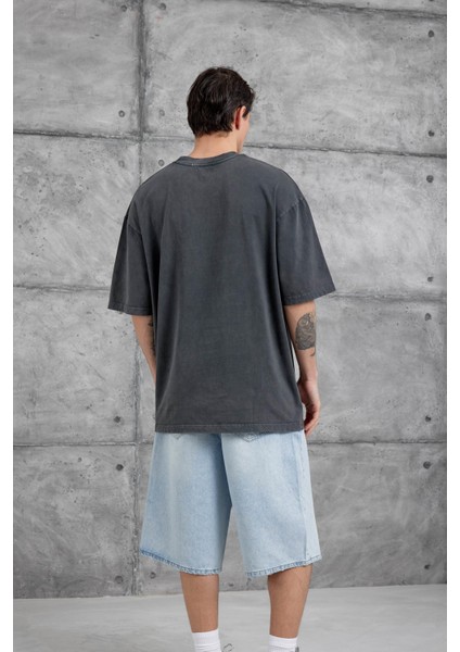 Füme Yıkamalı Dirk Yazılı Oversize Tshirt modelleri