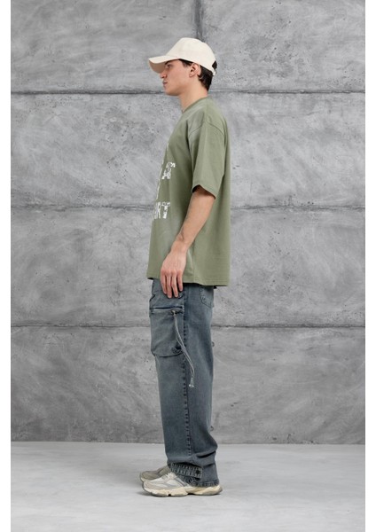Yeşil Dont Look At My Tshirt Yazılı Oversize Tshirt indirimleri
