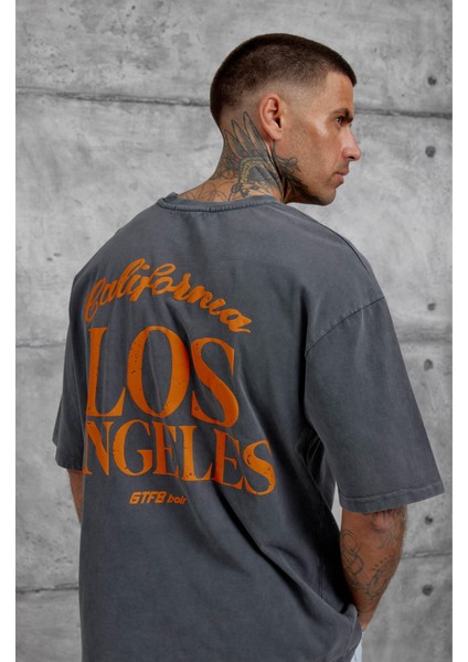 Füme Los Angeles Yıkamalı Oversize Tshirt modelleri