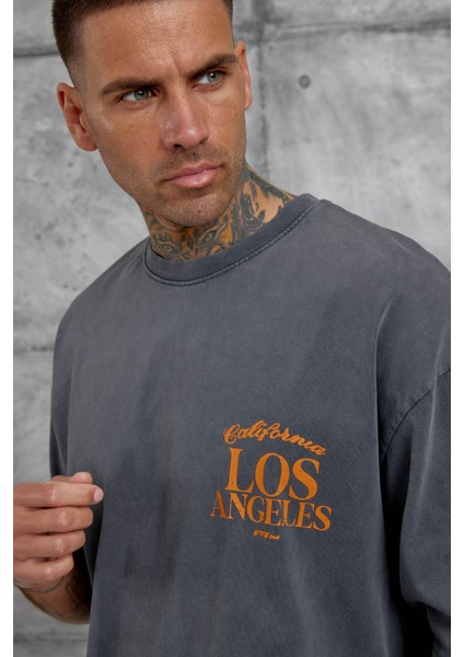 Füme Los Angeles Yıkamalı Oversize Tshirt fırsatları