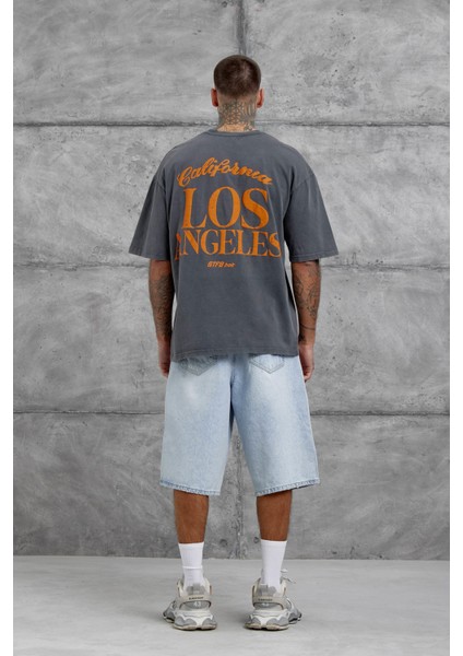 Füme Los Angeles Yıkamalı Oversize Tshirt indirimleri