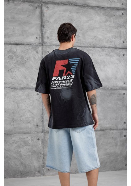 Siyah Farfrom Yazılı Oversize Tshirt fiyatları