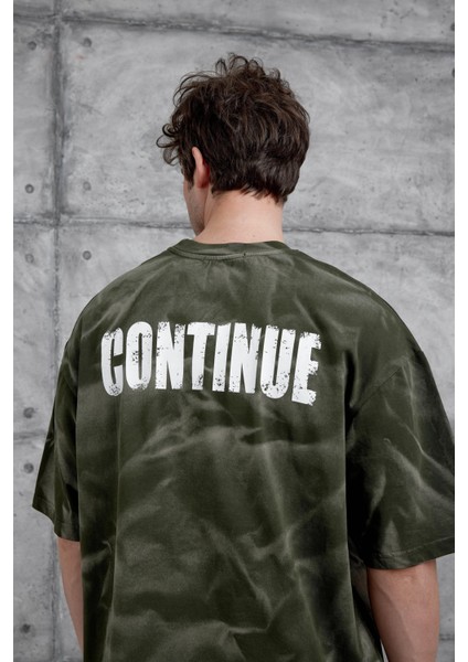 Haki Drift Yazılı Yıkamalı Oversize Tshirt fırsatları