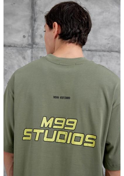 Yeşil M99 Studio Yazılı Oversize Tshirt