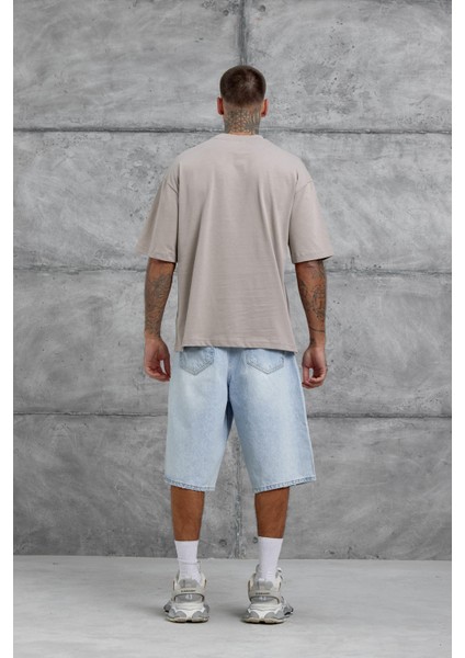 Kahverengi Figür Baskılı Oversize Tshirt indirimleri