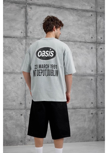 Gri Oasis Yazılı Yıkamalı Oversize Tshirt fiyatları