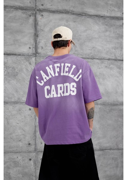 Mor Canfield Card Yazılı Oversize Tshirt