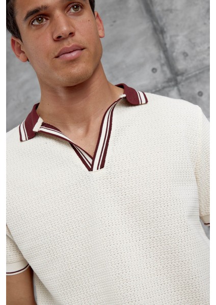 Bordo Yakalı Örme Tshirt fiyatları