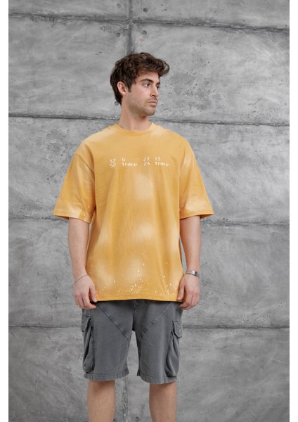 Hardal Arka Hydrion Yazılı Oversize Tshirt fiyatları