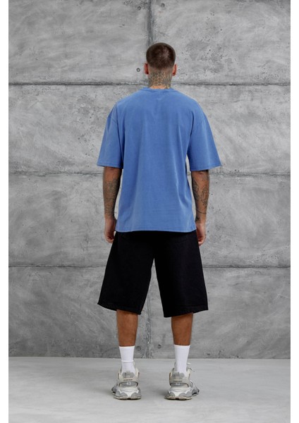 Mavi Raw Yazılı Yıkamalı Oversize Tshirt fırsatları