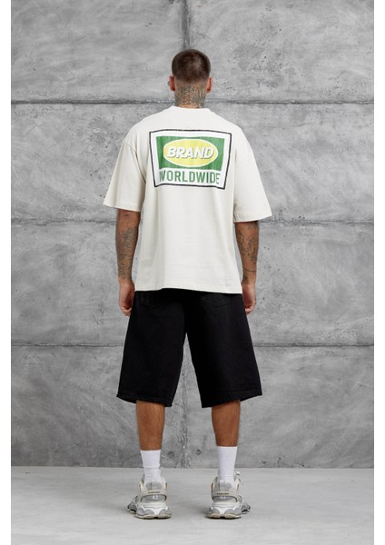 Krem Brand Worldwide Oversize Tshirt modelleri