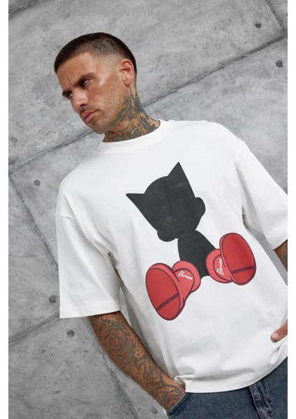 Beyaz Figür Baskılı Oversize Tshirt fiyatları