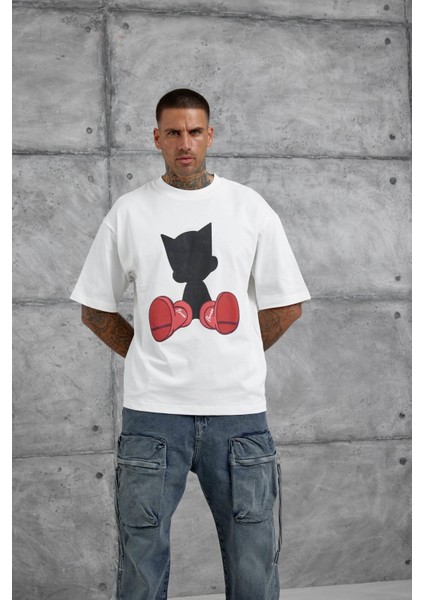 Beyaz Figür Baskılı Oversize Tshirt fırsatları