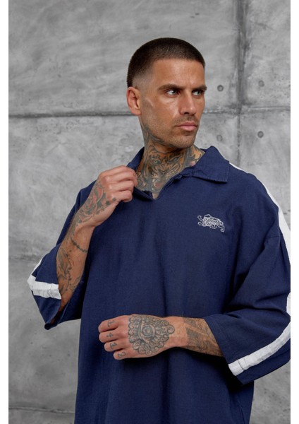 Lacivert Fakirkol Yakalı Oversize Tshirt fiyatları