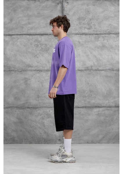 Mor Brabus Yazılı Oversize Tshirt indirimleri