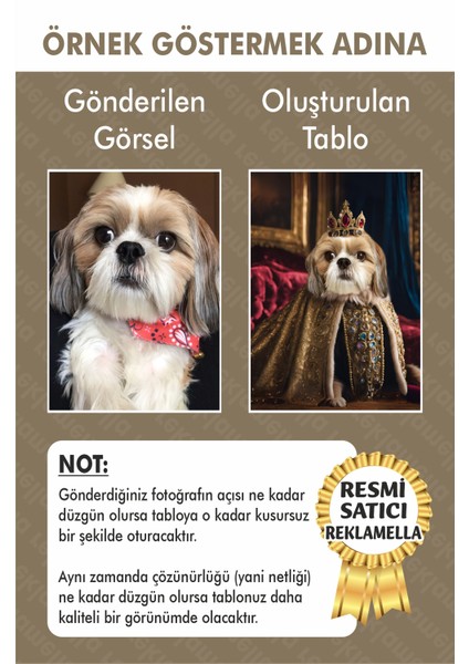 No:89 Kişiye Özel Tasarım Evcil Hayvan Tablosu Patili Hediyelik Kraliyet Kıyafetli Portresi fiyatları