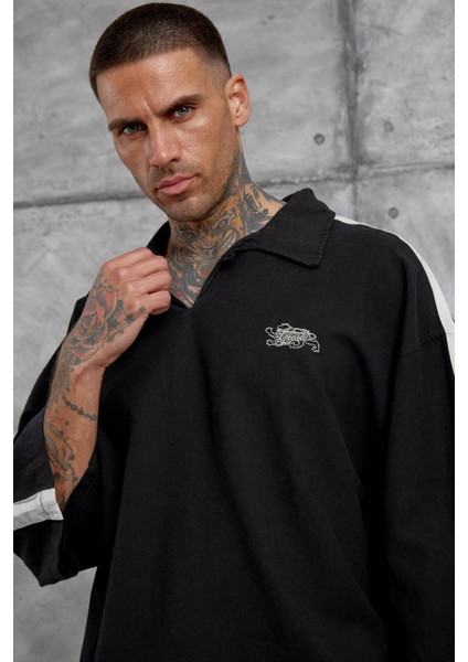 Siyah Fakirkol Yakalı Oversize Tshirt fırsatları